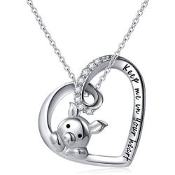 925 Sterling Silver Cute Pig Pendant Necklace Earrings Ring Bracelet for Women Teen Girls Jewelry Birthday Gift