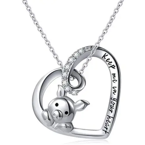 925 Sterling Silver Cute Pig Pendant Necklace Earrings Ring Bracelet for Women Teen Girls Jewelry Birthday Gift