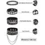 LOLIAS 4 Pcs Black Punk Cuff Bracelet for Men Women Gothic Strap Biker Halloween Rivet Costume Adjustable Wristband Bracelets Set LOLIAS 4 Pcs Black Punk Cuff Bracelet for Men Women Gothic Strap Biker Halloween Rivet Costume Adjustable Wristband Bracelets Set