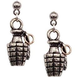 925 Sterling Silver Plated Antitank Grenade Dangle Drop Earrings For Women Girls Punk Jewelry