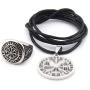 DUTO Set Vegvisir Rune Ring & Viking Compass Necklace Adjustable Cord Chain Pagan Jewelry Protection for Mens Womens