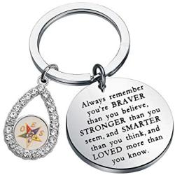 WSNANG Order of The Eastern Star Infinity Necklace OES Sorority Jewelry for BFF Sisterhood Friendship Gift You are Braver Stronger Smarter Than You Think Keychain