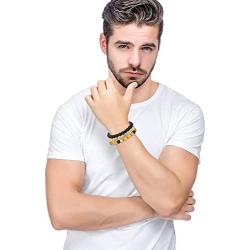 Jstyle 20Pcs Wooden Bead Bracelet for Women Mens Lava Rock Stone Beads Essential Oil Diffuser Beaded Bracelets Bangles Elastic Stretch Bracelet Set