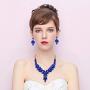 BriLove Womens Wedding Bridal Crystal Multi Teardrop-Shape Flower Hollow Enamel Statement Necklace Dangle Earrings Set