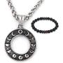 GUNGNEER Stainless Steel Triple Moon Goddess Amulet Wicca Pentagram Round Pagan Star Jewelry Keel Chain 20'' 28''
