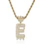 cmoonry Gold Plated Hip Hop Initial Letter Pendant Necklace for Men Women Bling Bling CZ Crown King Necklace with 24“ Twist Chain