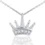 TJD 0.04 Carat Natural Diamond Necklace 925 Sterling Silver (H-I Color, I2-I3 Clarity) Diamond Studded Princess Crown Pendant Necklace for Women Diamond Jewelry Gifts for Women