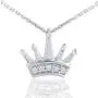 TJD 0.04 Carat Natural Diamond Necklace 925 Sterling Silver (H-I Color, I2-I3 Clarity) Diamond Studded Princess Crown Pendant Necklace for Women Diamond Jewelry Gifts for Women
