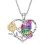 YFN Sterling Silver Butterfly Necklace with Sunflower Pendant Necklaces Gift for Women Girls 18''