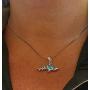Bamos Ocean Opal Necklace for Women Girls Boys, 14K Gold Plated Shark/Sea Turtle/Dolphin/Starfish/Sailfish/Penguin/Seahorse/Conch/Stingray/Whale Tail Pendant Necklace, 16.5''-18.0''
