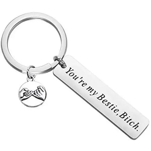WSNANG Best Friend Keychain Besties Gift You are My Bestie Bitch Keychain Friendship Jewelry BFF Birthday Gift Sister Gift