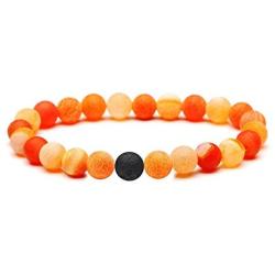 SIVITE 2PCS Natural Lava Stone Multicolor Weathered Agate Beads Bracelet Essential Oil Diffuser Bracelet