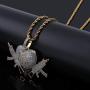TOPGRILLZ Bubble Broken Heart Pendant Necklace 14K Gold Plated Lab Diamond Iced Out Chain for Men Women Sad Jewelry