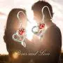 SNZM Love Heart Rose Earrings for Women Girlfriend Sterling Silver Dangle Earrings Jewelry Gifts for Christmas Anniversary