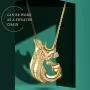 Womens pendant necklace, 18K gold zirconium-plated zirconium fox pendant, with stainless steel necklace, pendant can be used as a brooch