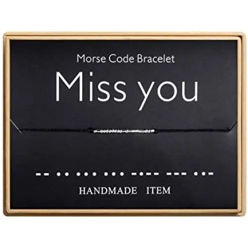 Miss You Morse Code Bracelet Handmade Bead Adjustable String Bracelets Inspirational Jewelry for Women Miss You Morse Code Bracelet Handmade Bead Adjustable String Bracelets Inspirational Jewelry for Women
