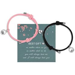 2 pcs Magnetic Couple Bracelet Mutual Attraction Relationship Matching Bracelets for Couples Friendship Rope Bracelet Set Gift for Women Men Boy Girl Her Him Boyfriend Girlfriend BFF Best Friends