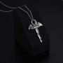 S925 Sterling Silver Punk Oxidized Vintage Dragon Wing Sword Pendant Necklace