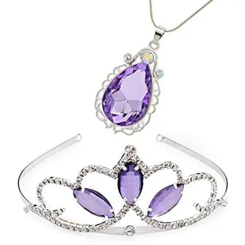 Princess Crown Sofia The First Tiara and Magic Amulet & Princess Waterdrop Pendant Necklace for Girls Perfect Birthday/Christmas Gift Princess Crown Sofia The First Tiara and Magic Amulet & Princess Waterdrop Pendant Necklace for Girls Perfect Birthday/Christmas Gift