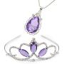 Princess Crown Sofia The First Tiara and Magic Amulet & Princess Waterdrop Pendant Necklace for Girls Perfect Birthday/Christmas Gift
