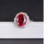 Alexs Wish List Lab Created Ruby Halo Ring in 14K White Gold Plated Adjustable Size