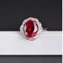 Alexs Wish List Lab Created Ruby Halo Ring in 14K White Gold Plated Adjustable Size