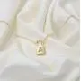 Turandoss Gold Initial Lock Necklaces for Women, 14K Gold Plated Dainty Personalized Initial CZ Letter Padlock Pendant Gold Lock Necklaces for Women Girls Trendy Jewelry Gifts