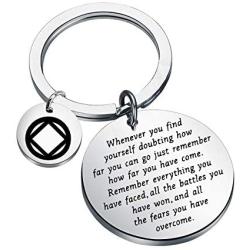 MAOFAED Sobriety Gift Recovery AA Alcoholics Anonymous Birthday Gift Addiction Recovery Gift Sober Keychain New Beginnings Gift