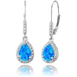 Sterling Silver Genuine, Created or Simulated Gemstone Teardrop Dangle Leverback Earrings