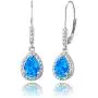 Sterling Silver Genuine, Created or Simulated Gemstone Teardrop Dangle Leverback Earrings Sterling Silver Genuine, Created or Simulated Gemstone Teardrop Dangle Leverback Earrings
