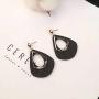 KAFU Wood Earrings Natural Wooden Teardrop Earrings Geometric Lightweight Drop Dangle Earrings for Women and Girls Ethnic Wood Drop Earrings Stainless Steel Stud