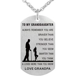 Grandpa Grandma to Granddaughter Dog Tag Necklace Military Jewelry Custom Dogtags Pendant Love Gift