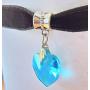 Yves Renaud 7.5 Inch Black Velvet Choker Necklace with Beautiful Heart Crystal Charm Pendant on an Oxidized Bail with 1.75'' Extender