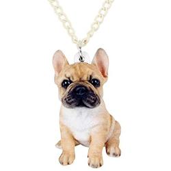 DUOWEI Acrylic Cute French Bulldog Pug Dog Necklace Anime Halloween Pendant Jewelry for Women Teen Girls Charms Gifts