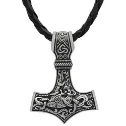 SONGCHANGJEWELRY Norse Viking Necklace for Men - Thors Hammer Mjolnir Stainless Steel Viking Talisman Jewelry Men Mjolnir Compass Amulet Pendantnt