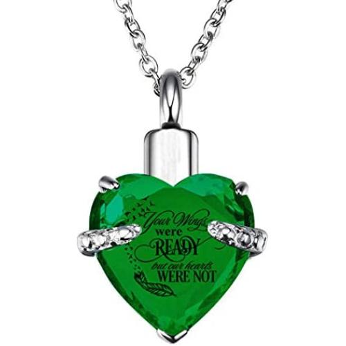 PREKIAR Heart Cremation Urn Necklace for Ashes Urn Jewelry Memorial Pendant with Fill Kit and Gift Box - Always on My Mind Forever in My Heart