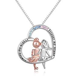 Sisters Gifts from Sister Sterling Silver Heart Necklace Female Friendship Jewelry