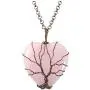 Top Plaza Natural Rose Quartz Healing Crystals Necklace Bronze Tree Of Life Wire Wrapped Stone Heart Pendant Necklaces Reiki Quartz Jewelry for Womens Girls Ladies