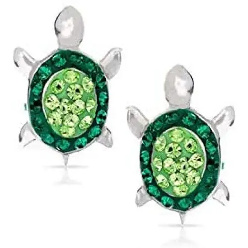 Green Crystal Baby Sea Turtle Earring Set, Never Rust 925 Sterling Silver, Natural & Hypoallergenic Studs For Women, Girls & Kids, with Free Breathtaking Gift Box for a Special Moment of Love Green Crystal Baby Sea Turtle Earring Set, Never Rust 925 Sterling Silver, Natural & Hypoallergenic Studs For Women, Girls & Kids, with Free Breathtaking Gift Box for a Special Moment of Love