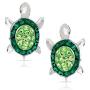 Green Crystal Baby Sea Turtle Earring Set, Never Rust 925 Sterling Silver, Natural & Hypoallergenic Studs For Women, Girls & Kids, with Free Breathtaking Gift Box for a Special Moment of Love