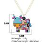 NEWEI Acrylic Sweet Cow Dairy Cattle Necklace Chain Charm Pendants Collar Charm Farm Animal Jewelry for Women Girl Gift