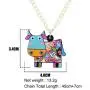 NEWEI Acrylic Sweet Cow Dairy Cattle Necklace Chain Charm Pendants Collar Charm Farm Animal Jewelry for Women Girl Gift