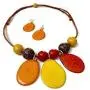 Tagua Nut Necklace Peach and Yellow Tagua Necklace Set and Earrings TAG622, Vegetable Ivory Necklace. Handmade Jewelry Tagua Nut Necklace Peach and Yellow Tagua Necklace Set and Earrings TAG622, Vegetable Ivory Necklace. Handmade Jewelry