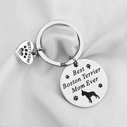 FUSTMW Dog Owner Gifts Best Boxer, Boston Terrier, Golden Retriever Mom Ever Keychain Gift Dog Lover Gifts Paw Print Jewelry Animal Pet Owner Rescue Gift