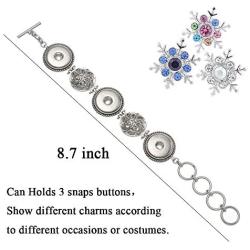 LEGENSTAR Vintage Adjustable Bangles Interchangeable 3 Holes Fit 18-20 mm Snap Button Bracelets for Women DIY Jewelry