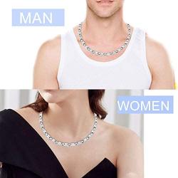 N+NITROLUBE Silver Magnetic Necklace for Women Men Healing Therapy Shoulder Titanium Necklaces Fashion Magnetic Jewelry Gift (Silver, 20 inches)