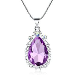 Vinjewelry Sofia Necklace Amulet Teardrop Amethyst Pendant Necklace Sofia Princess Costumes Jewelry for Little Girls