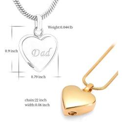 Heart Shape Urn Pendants Memorial Ash Necklace Stainless Steel Cremation Jewelry