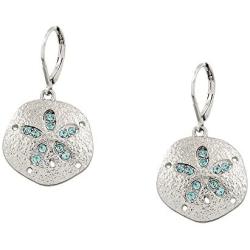 Liavys Sand Dollar Fashionable Earrings - Leverback - Sparkling Crystal - Unique Gift and Souvenir - 2 Colors