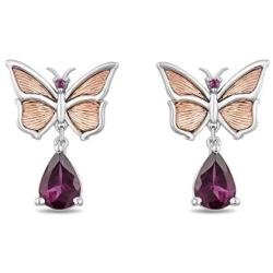 Enchanted Disney Fine Jewelry 14K Rose Gold over Sterling Silver Rhodolite Garnet Mulan Earring